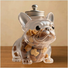 Adorable Dog-Shaped 8" Airtight Pet Treat Jar for Dogs, Cats & Pets – Glass Food Storage Container with Lid