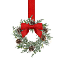 Mini vianočný veniec s bobuľami a mašľou 15 cm