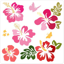 Large 12x12" Reusable Hibiscus Flower Stencil (PET) for Painting on Wood, Wall, Fabric, Canvas, Furniture – DIY Art Craft – Mixed Colors