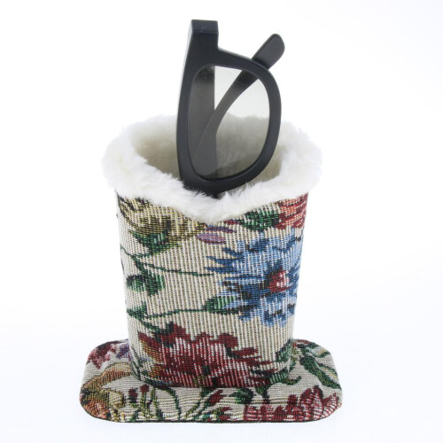Cotton Upright Desktop Case Plush Lined Eyeglasses Holder Stand White Lining 2