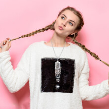 Delicate Music Box Necklace Acrylic and Metal Neck Chain for Elegant Wear