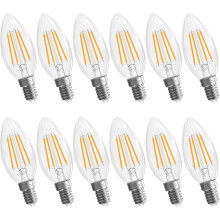 E12 kandelaar lamp 2700K 6W 600LM 90+ CRI helder B10 12-pack