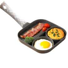 3 Cups Egg Frying Pan with 3-In-1 Cup Design and Raised Handle, Nonstick Granite-Coated Omelet Frying Pan – Great for Gas and Induction Co...