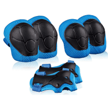 6 in 1 Kids Knee Pads and Elbow Pads Set,5-12 Ages Protective Gear Set,Ventilated Mesh Knee Pads,Elbow Pads and Wrist Guards,Black&Blue