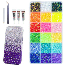18-Color Resin Jelly Rhinestones Kit with 3x B7000 Glue, 3mm Flatback Gems for DIY Crafts, Clothing, Shoes, Nails, Art & Makeup – Compatible with