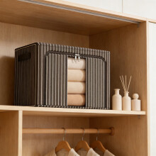 Boîte de rangement transparente avec tissu Oxford et cadre en acier, conception empilable et pliable pour l'organisation de la maison, du bureau et