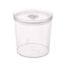 Pote de armazenamento redondo clássico com tampa para cozinha, restaurantes e casa, feito de plástico transparente.