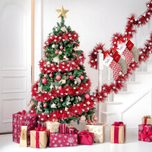 Guirnalda navideña de lana con diseño de copos de nieve, decoración navideña para árbol de Navidad, ventana o repisa, decoración festiva de
