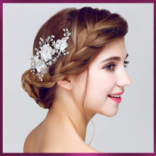Presilha de cabelo floral branca para noivas – Liga metálica, 14,5 cm