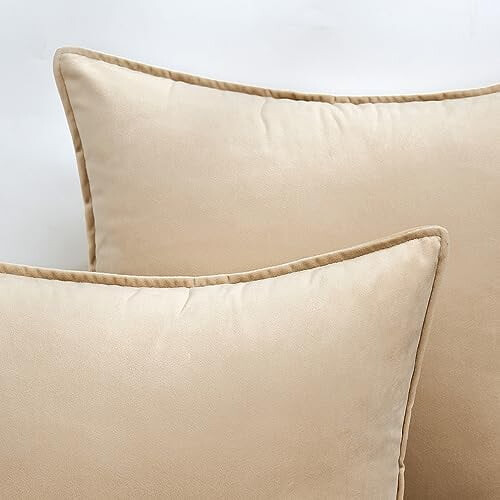 Capa de almofada quadrada de veludo bege, 45x45 cm (18x18 polegadas) 1