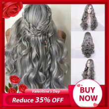 Perruque en cheveux humains vierges brésiliens, bonnet en dentelle intégrale, 70 cm, dégradé gris sexy, longue et bouclée, idéale pour les
