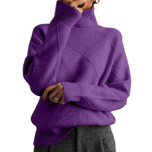 Damen-Zopfstrickpullover – Oversize, Langarm, Rundhalsausschnitt