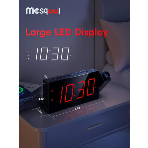KitchenKey Projection Alarm Clock with Vibrating Bed 1