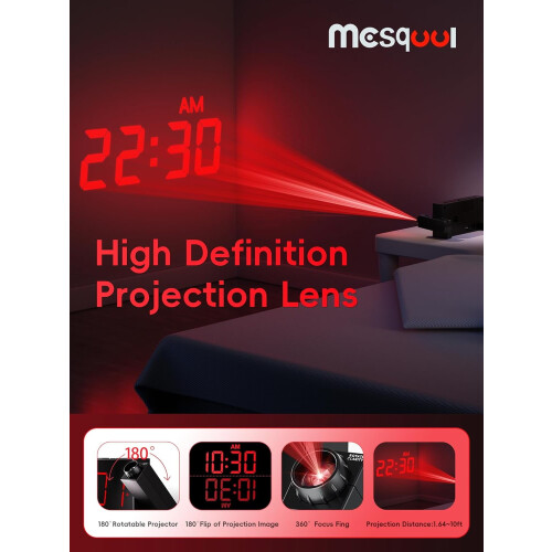 KitchenKey Projection Alarm Clock with Vibrating Bed 2