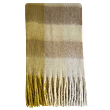 Cachecol xadrez nórdico feminino, extra macio e volumoso, ideal para looks de outono e inverno.
