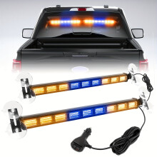 17" Switchable 4-Color LED Strobe Light Bar (Amber/White/Red/Blue), 162 LEDs, DC 12-24V, Windshield/Visor Mount, Compatible with Trucks &