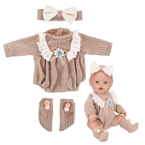 Conjunto de roupas para boneca reborn RXIRUCGD3-Pc de 18 polegadas com faixa de cabelo e meias – Compatível com bonecas realistas de 18 polegadas