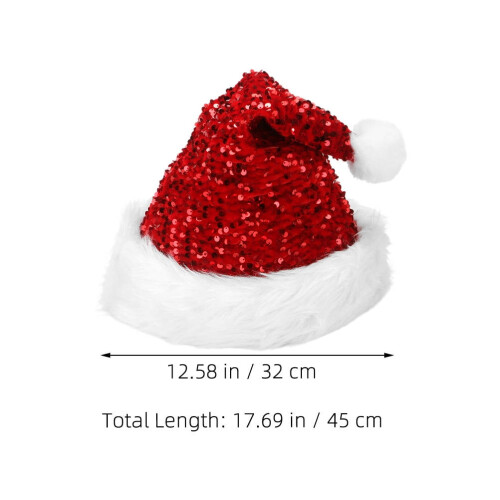 Red sequin Santa hat for adults double layer1piece 1