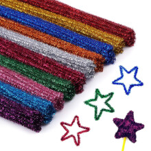 300pcs Glitter Pipe Cleaners (10 Colors, 6mm x 12"), Chenille Stems for Kids DIY Crafts & Art Supplies