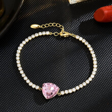 Kleurrijke verstelbare armband met zirkonia steentjes (23 cm)