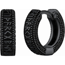 Norse Viking Runes Hoop Earrings for Men – Hypoallergenic Stainless Steel Punk Huggie, Mythology Jewelry Gift with Delicate Packaging