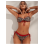 Bikini set voor dames met luipaardprint, rode bies en push-up vulling. 1