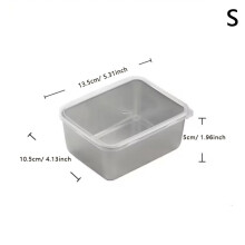(S) Plateaux de service rectangulaires en acier inoxydable pour le rangement des aliments, avec couvercle, pour saucisses, nouilles ou fruits.