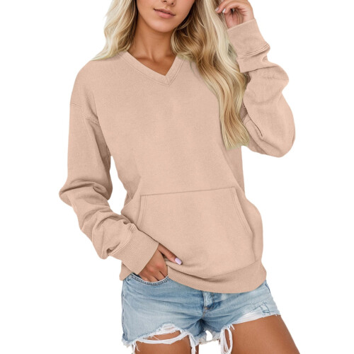 Felpa pullover in pile, morbida e termica, ideale per l'inverno, comoda e oversize con scollo rotondo e tasche, perfetta per il tempo libero e lo