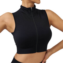 Tank Top for Women Ladies' Comfortable And Casual High Neck Zipper Quick Drying Sports Vest Tube Tops for Women,Black,L