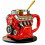 Caneca de café V8 Engine em aço inoxidável com colher e porta-copos. 1