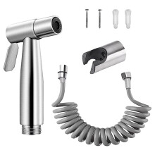 Stainless Steel Handheld Bidet Sprayer Set (Sprayer, 1.5M Hose, Holder) – Portable, Compatible with Standard Taps