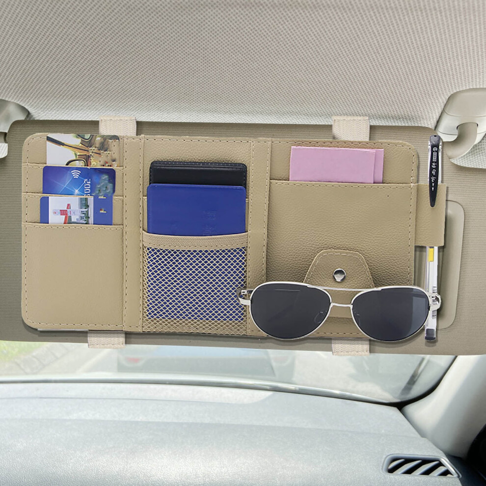 Car Sun Visor Organizer With Multi Pockets, Sunglasses & Document Holder Â Compatible With Most Vehicles 9422877397006