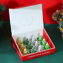 Bougies de Noël Bonhomme de neige Père Noël Sapin (Lot de 12)