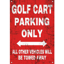 Vintage Golf Cart Parking Only Tin Sign Home Decor Road Metal Plate Wall Decor Street Metal Poster Parking Metal Sign 8X12inch