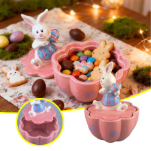 Ceramic Rabbit Cookie Jar Cute Bunny Animal Figurine Candy Container for Easter Kitchen Decor 9.3 in