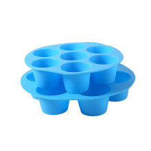 Szilikon tortaformák, kék, tapadásmentes, 7 csészés muffin forma, 2 db