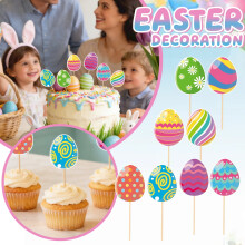 8pcs Easter Cupcake Toppers, Colorful Egg Picks for Party Decor, Reusable Plastic Dessert Toppers – Compatible with Muffins & Cakes