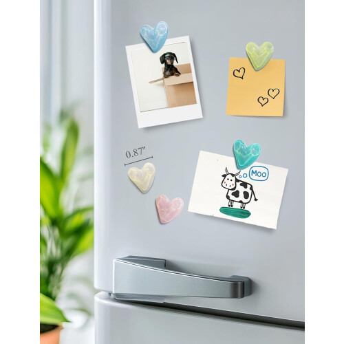 Glitter hart koelkastmagneten (12 stuks) 2
