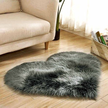 Faux Fur Heart-Shaped Area Rug for Living Room, Entry Way & Sofa – Soft Plush Dark Gray, 11.8"x15.7", Compatible with Home Decor