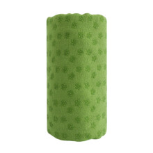 Sweat Absorbent Non-Slip Yoga Towel Hot Yoga Mat Cover with PVC Anti-Slip and Breathable Fabric Plus Mesh Carrying Bag for Bikram Pilates(Green/L)