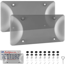 License Plate Frames with Screw Washers and Cap, Car Exterior Accessories Grey (2-Pack)