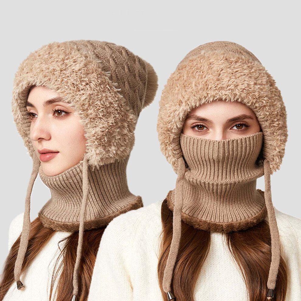 Winter Knit Balaclava Hat Scarf Mask Fleece-Lined Windproof 962029868286