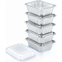 55-Pack 1lb Aluminum Pans with Clear Lids, Disposable Foil Containers for Baking, Takeout & Freezer – 5.5x4.5x1.9 in
