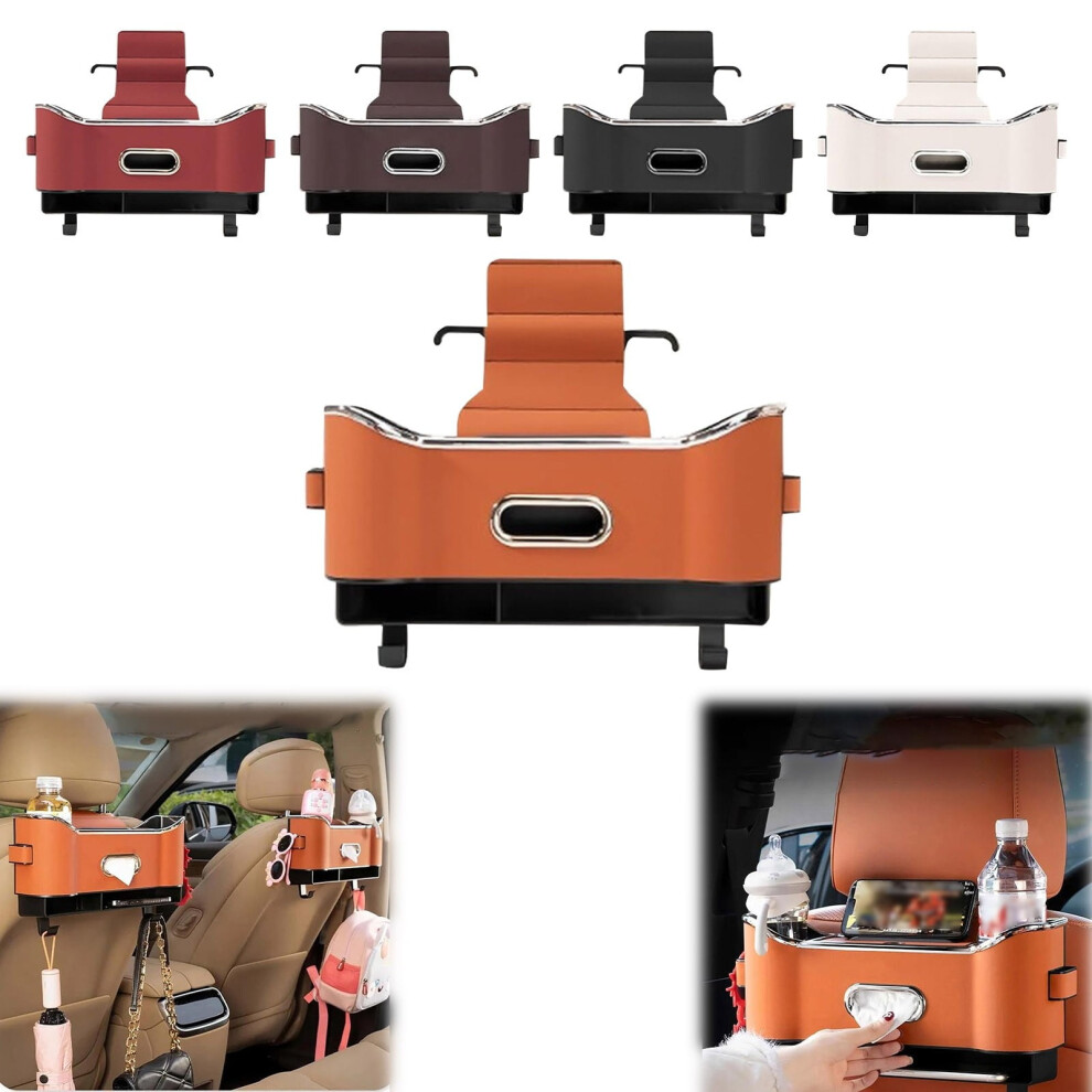 Car Back Seat Organizer With 2 Cup Holders, Tissue Box & Hooks Â Compatible With Most Cars 9399596610818