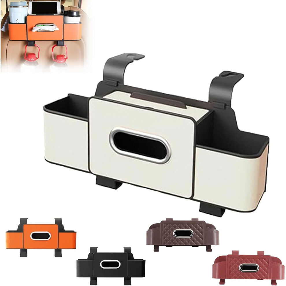Multifunctional Car Seat Back Storage Box, 3-In-1 Car Backseat Organizer With Cup Holder, Tissue Box & Hooks For Most Car (A) 9399596610795
