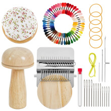 Mini Mushroom Darning Loom Kit with 14 Hooks 14 Needles 50