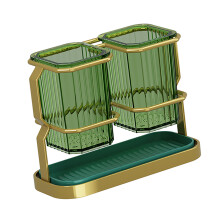 Contenedor drenante para palillos con doble compartimento, 20x16x9 cm