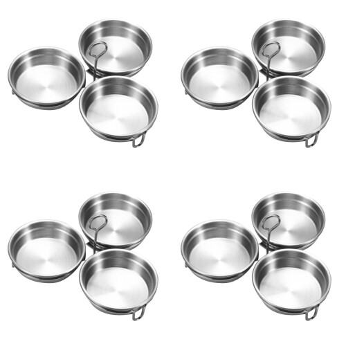 4PC Stainless Steel Poached Egg Maker with 3 Cups, Compatible with Home Kitchen, for Poached/Scrambled Eggs, 7"