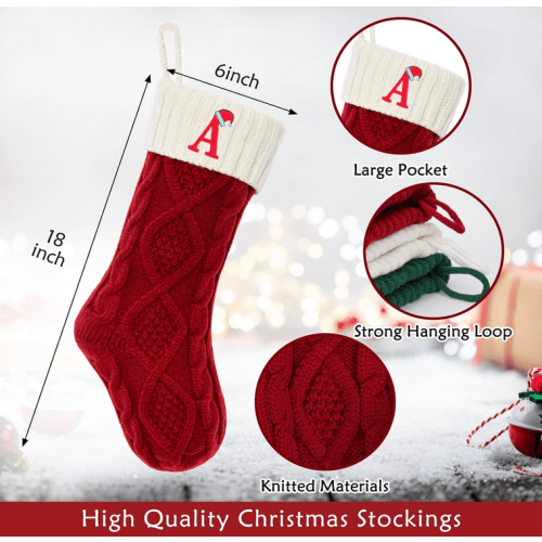 Pet Christmas Stocking Letter S Monogram Large Knit Bone 1