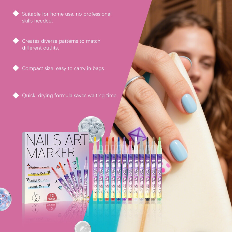 Nail Art Pen Set Gel Nail Drawing Liner Dotting 12 Colors